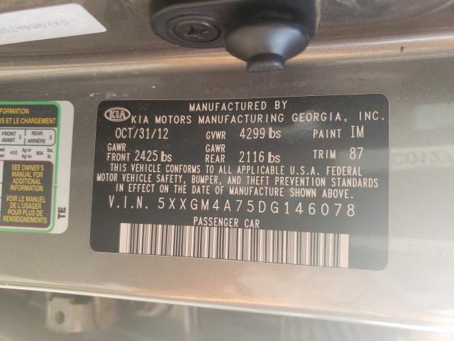 Photo 9 VIN: 5XXGM4A75DG146078 - KIA OPTIMA LX 