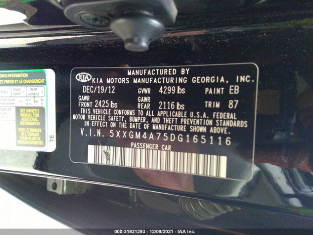 Photo 8 VIN: 5XXGM4A75DG165116 - KIA OPTIMA 