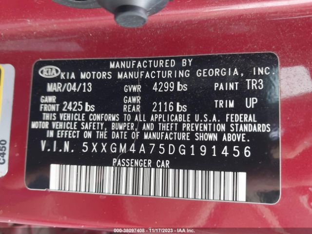 Photo 8 VIN: 5XXGM4A75DG191456 - KIA OPTIMA 