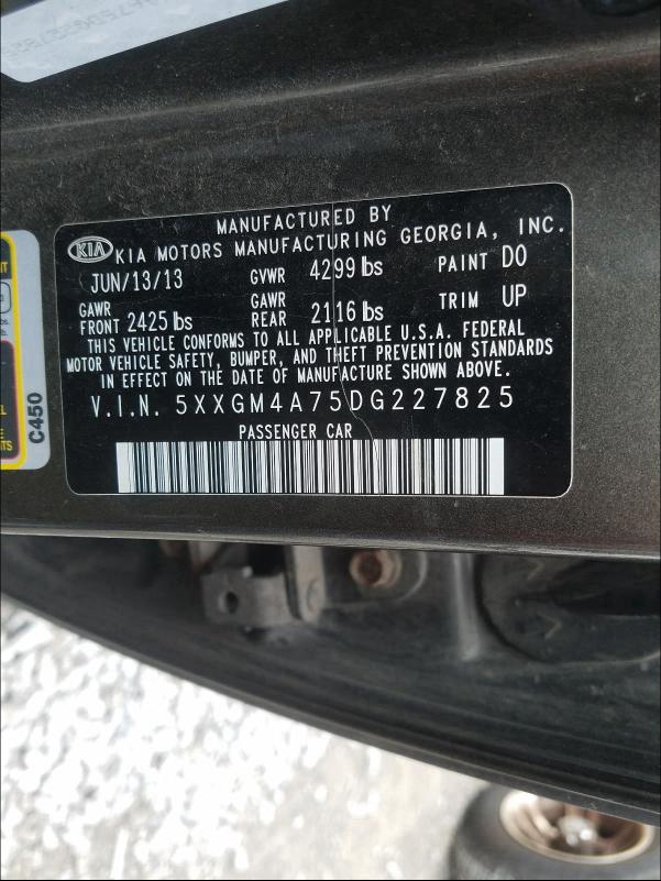 Photo 9 VIN: 5XXGM4A75DG227825 - KIA OPTIMA LX 