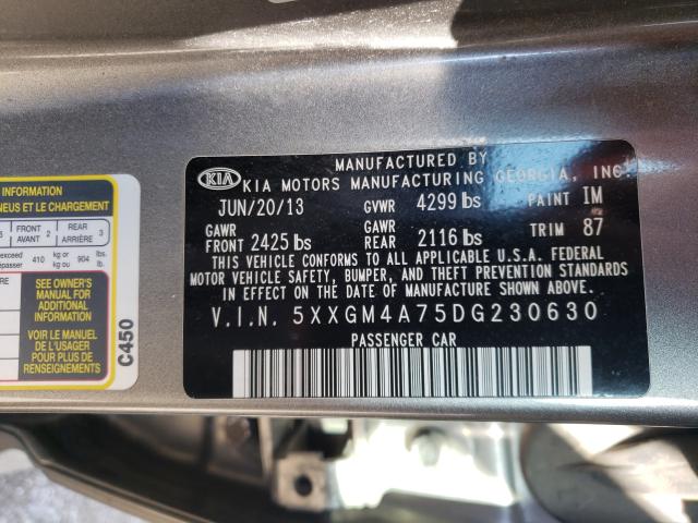 Photo 9 VIN: 5XXGM4A75DG230630 - KIA OPTIMA LX 