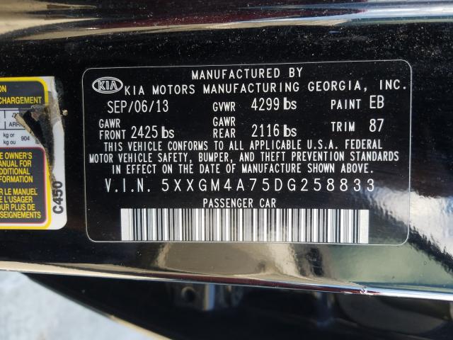 Photo 9 VIN: 5XXGM4A75DG258833 - KIA OPTIMA 