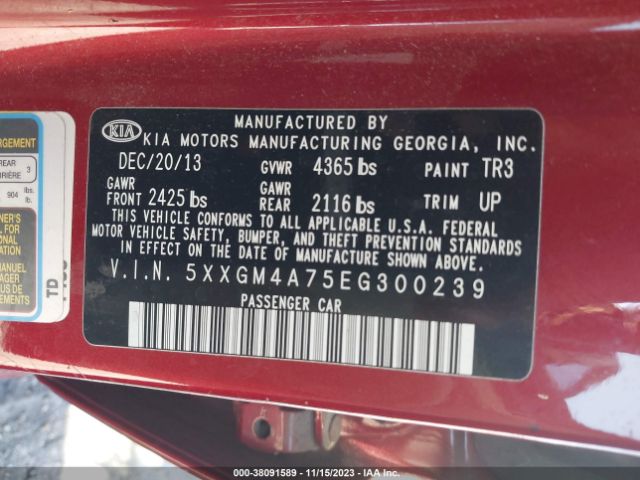 Photo 8 VIN: 5XXGM4A75EG300239 - KIA OPTIMA 