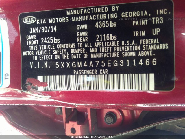 Photo 8 VIN: 5XXGM4A75EG311466 - KIA OPTIMA 