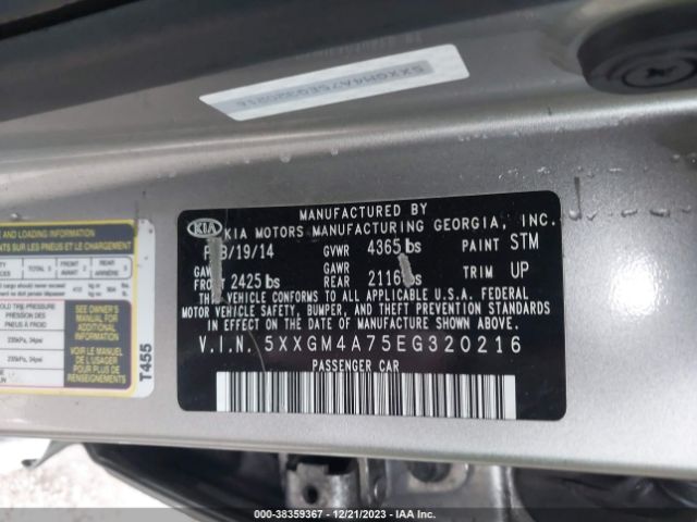 Photo 8 VIN: 5XXGM4A75EG320216 - KIA OPTIMA 