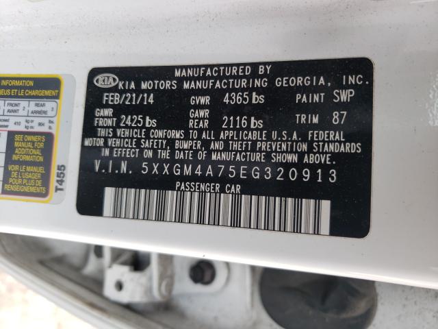 Photo 9 VIN: 5XXGM4A75EG320913 - KIA OPTIMA LX 