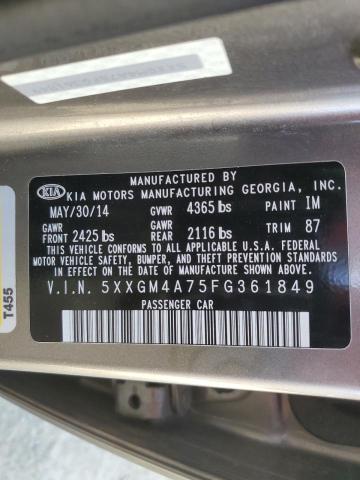 Photo 11 VIN: 5XXGM4A75FG361849 - KIA OPTIMA LX 