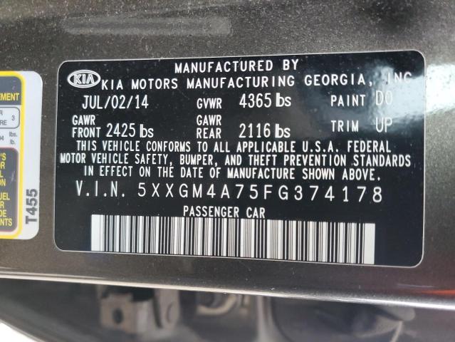 Photo 11 VIN: 5XXGM4A75FG374178 - KIA OPTIMA LX 