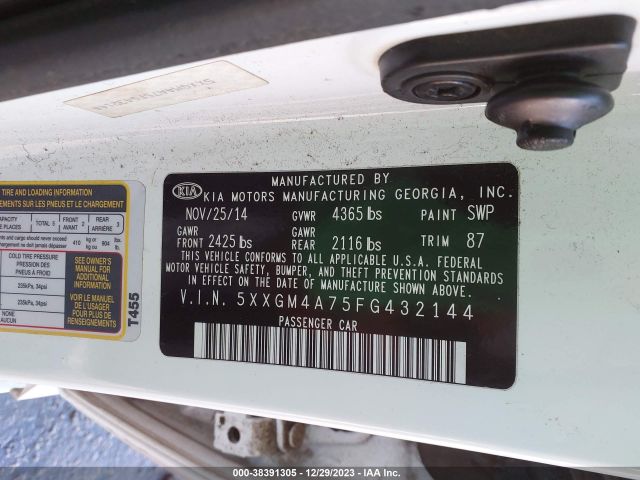 Photo 8 VIN: 5XXGM4A75FG432144 - KIA OPTIMA 