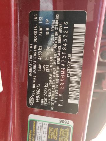 Photo 11 VIN: 5XXGM4A75FG452216 - KIA OPTIMA LX 