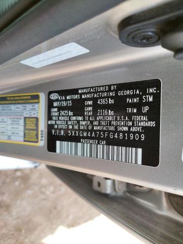 Photo 9 VIN: 5XXGM4A75FG481909 - KIA OPTIMA LX 