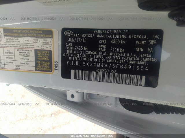 Photo 8 VIN: 5XXGM4A75FG491954 - KIA OPTIMA 