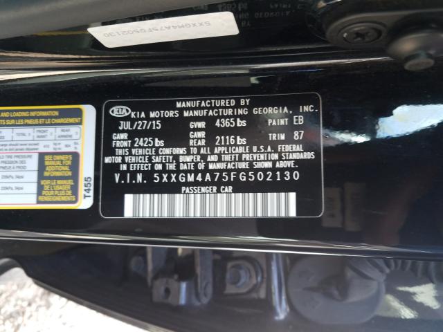 Photo 9 VIN: 5XXGM4A75FG502130 - KIA OPTIMA LX 