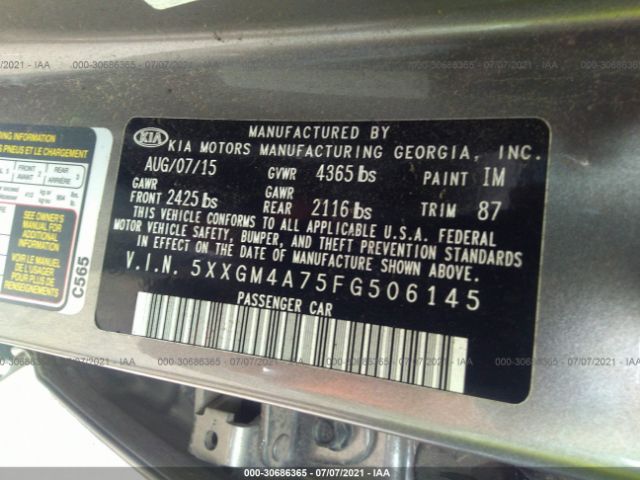 Photo 8 VIN: 5XXGM4A75FG506145 - KIA OPTIMA 