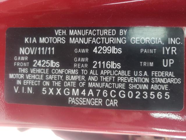 Photo 9 VIN: 5XXGM4A76CG023565 - KIA OPTIMA LX 