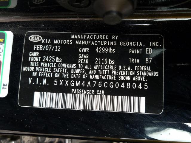 Photo 9 VIN: 5XXGM4A76CG048045 - KIA OPTIMA LX 