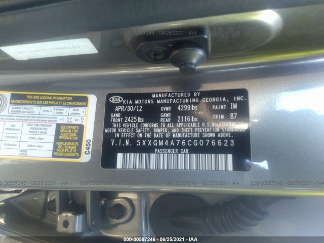 Photo 8 VIN: 5XXGM4A76CG076623 - KIA OPTIMA 