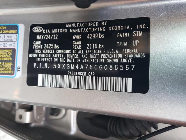 Photo 9 VIN: 5XXGM4A76CG086567 - KIA OPTIMA LX 