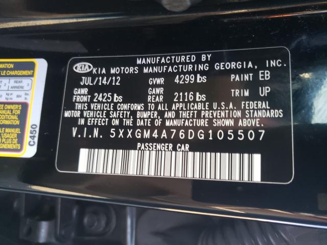 Photo 9 VIN: 5XXGM4A76DG105507 - KIA OPTIMA LX 