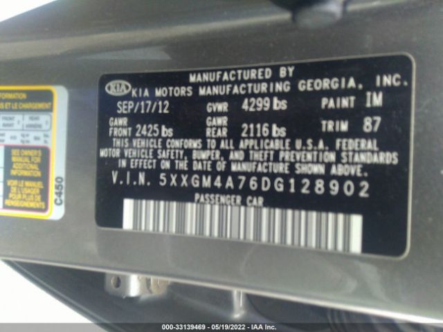 Photo 8 VIN: 5XXGM4A76DG128902 - KIA OPTIMA 