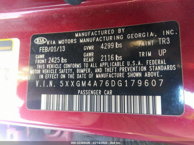 Photo 8 VIN: 5XXGM4A76DG179607 - KIA OPTIMA 