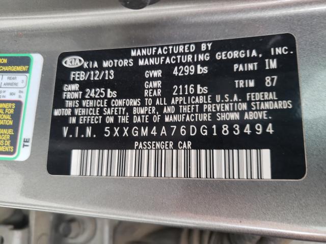 Photo 9 VIN: 5XXGM4A76DG183494 - KIA OPTIMA LX 