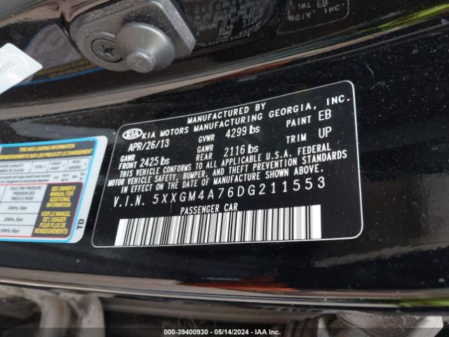 Photo 8 VIN: 5XXGM4A76DG211553 - KIA OPTIMA 