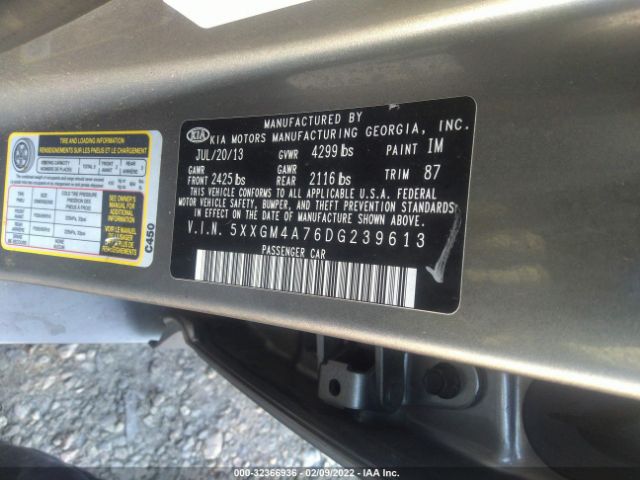 Photo 8 VIN: 5XXGM4A76DG239613 - KIA OPTIMA 