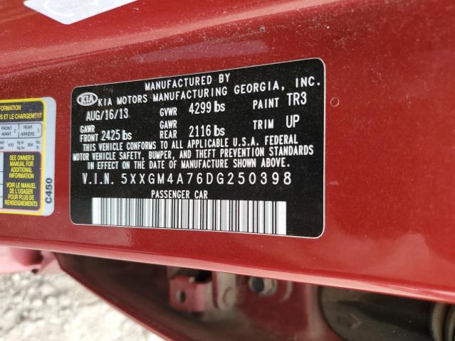 Photo 12 VIN: 5XXGM4A76DG250398 - KIA OPTIMA LX 