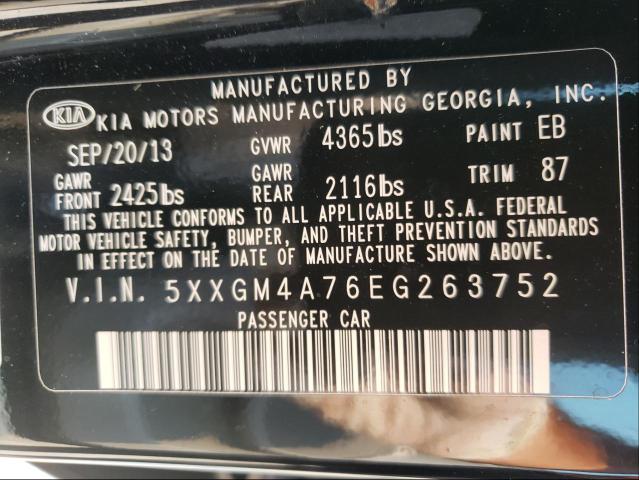 Photo 9 VIN: 5XXGM4A76EG263752 - KIA OPTIMA LX 