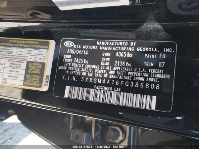 Photo 8 VIN: 5XXGM4A76FG386808 - KIA OPTIMA 