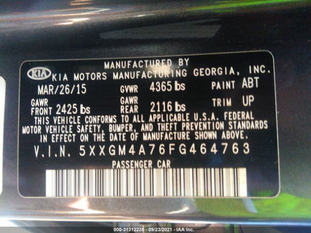 Photo 8 VIN: 5XXGM4A76FG464763 - KIA OPTIMA 