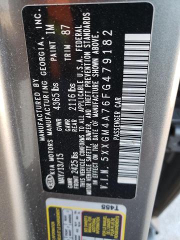 Photo 9 VIN: 5XXGM4A76FG479182 - KIA OPTIMA LX 