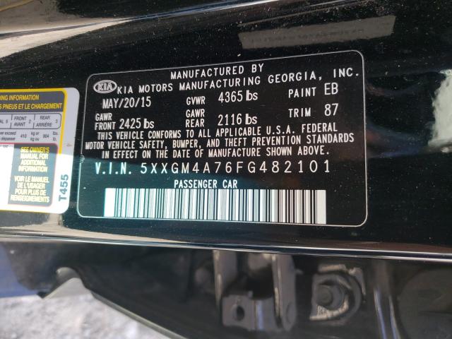 Photo 9 VIN: 5XXGM4A76FG482101 - KIA OPTIMA LX 