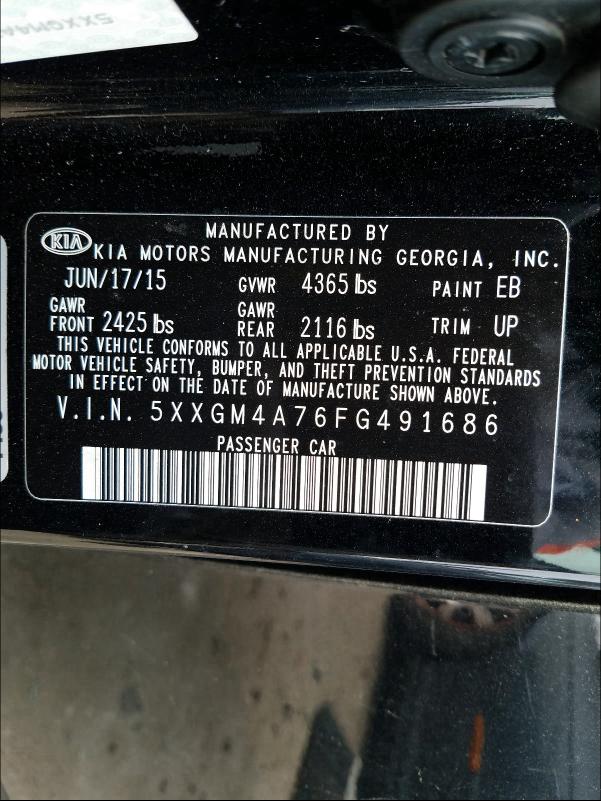 Photo 9 VIN: 5XXGM4A76FG491686 - KIA OPTIMA LX 