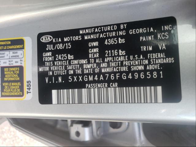 Photo 9 VIN: 5XXGM4A76FG496581 - KIA OPTIMA LX 