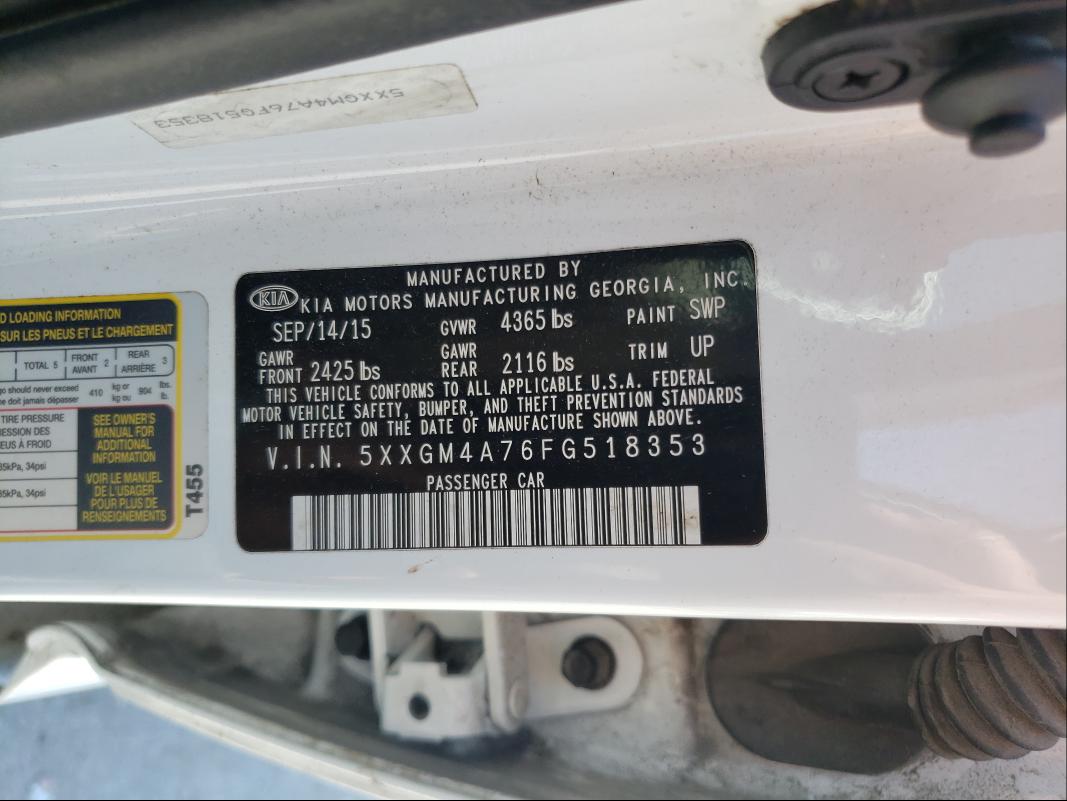 Photo 9 VIN: 5XXGM4A76FG518353 - KIA OPTIMA LX 