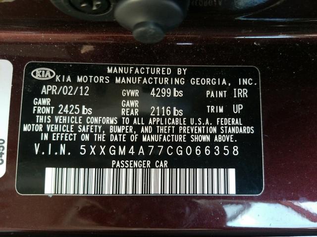 Photo 9 VIN: 5XXGM4A77CG066358 - KIA OPTIMA LX 