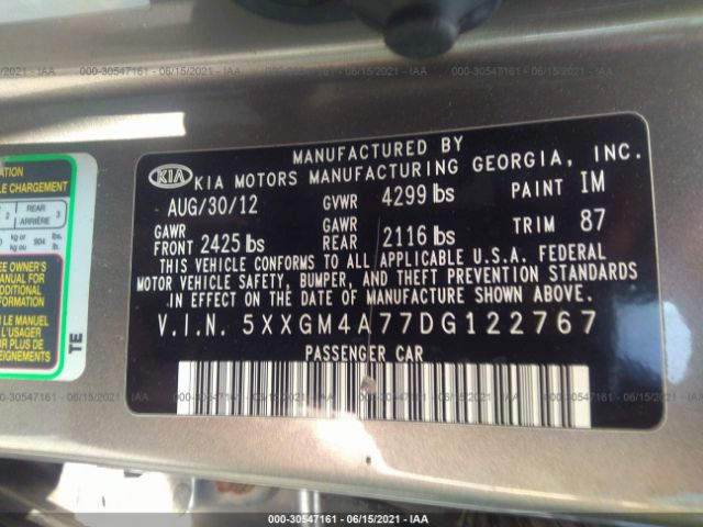 Photo 8 VIN: 5XXGM4A77DG122767 - KIA OPTIMA 