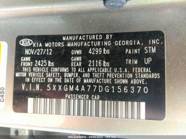 Photo 8 VIN: 5XXGM4A77DG156370 - KIA OPTIMA 