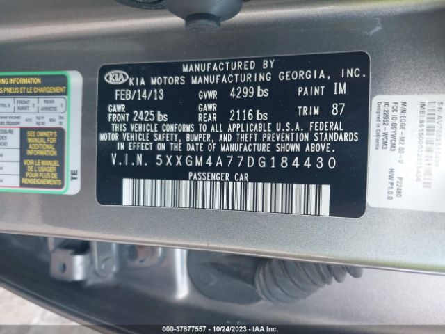 Photo 8 VIN: 5XXGM4A77DG184430 - KIA OPTIMA 