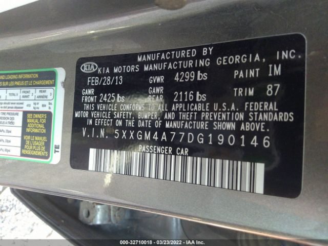 Photo 8 VIN: 5XXGM4A77DG190146 - KIA OPTIMA 