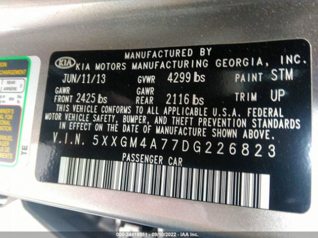 Photo 8 VIN: 5XXGM4A77DG226823 - KIA OPTIMA 