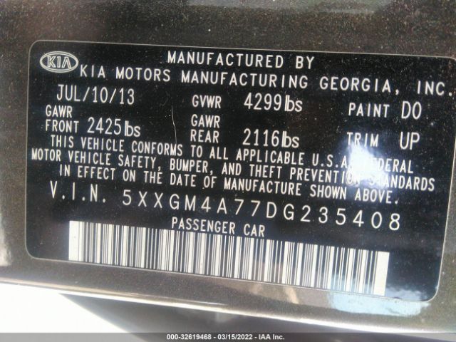 Photo 8 VIN: 5XXGM4A77DG235408 - KIA OPTIMA 