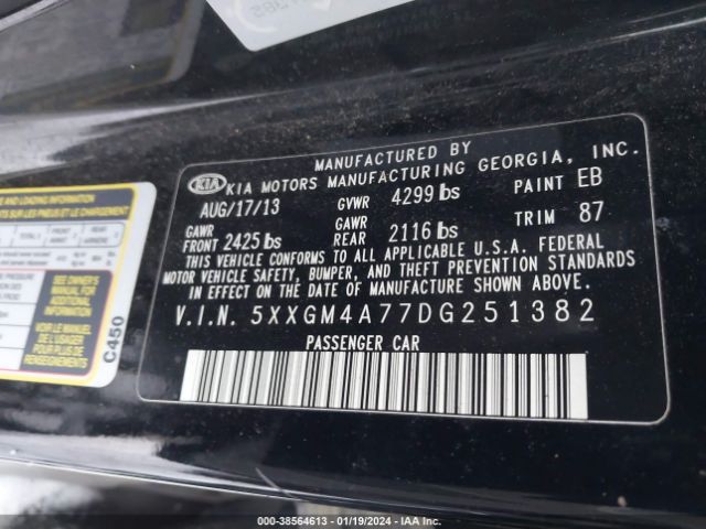 Photo 8 VIN: 5XXGM4A77DG251382 - KIA OPTIMA 