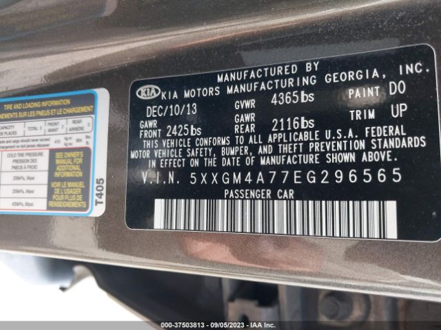 Photo 8 VIN: 5XXGM4A77EG296565 - KIA OPTIMA 