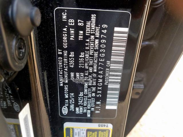 Photo 9 VIN: 5XXGM4A77EG309749 - KIA OPTIMA LX 