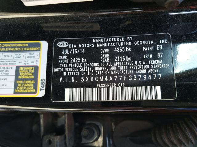 Photo 9 VIN: 5XXGM4A77FG379477 - KIA OPTIMA LX 