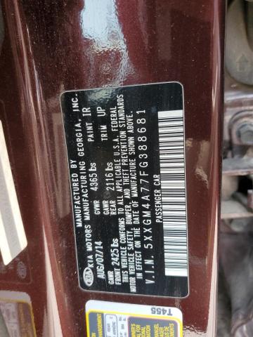 Photo 11 VIN: 5XXGM4A77FG388681 - KIA OPTIMA LX 