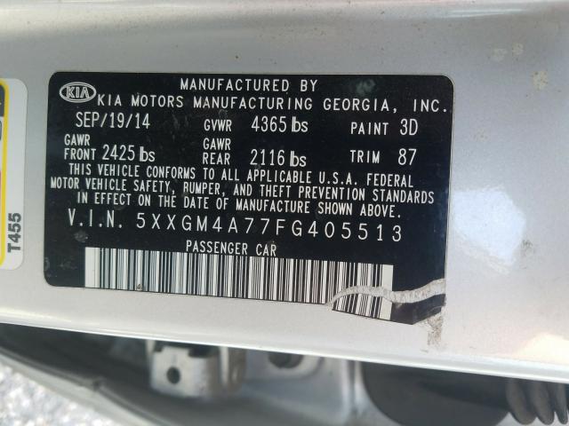 Photo 9 VIN: 5XXGM4A77FG405513 - KIA OPTIMA 